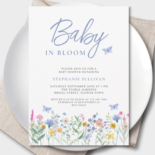 Baby in Bloom Wildflower Boy's Baby shower Kaart