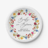 Baby in Bloom Wildflower Bruids Shower Custom Papieren Bordje (Voorkant)