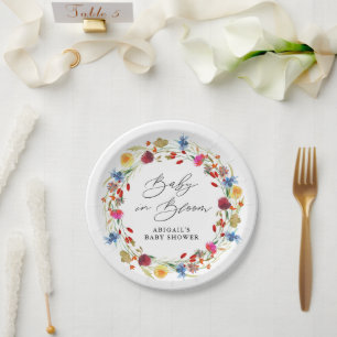 Baby in Bloom Wildflower Bruidsdouche Aangepast Papieren Bordje