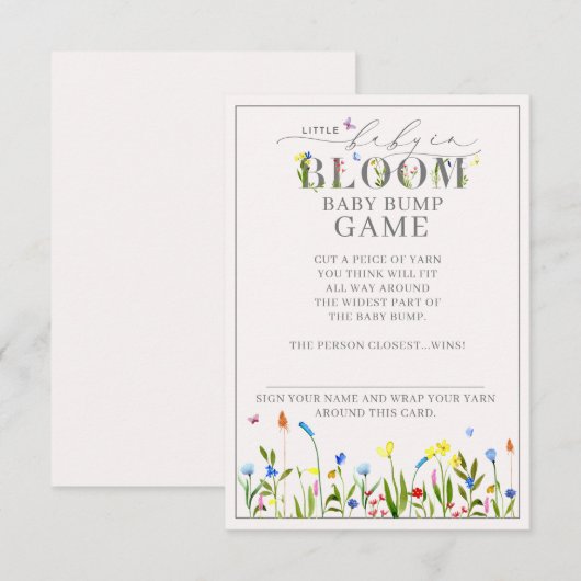  Baby in Bloom Wildflower Bump Game Kaart (Voorkant / Achterkant)