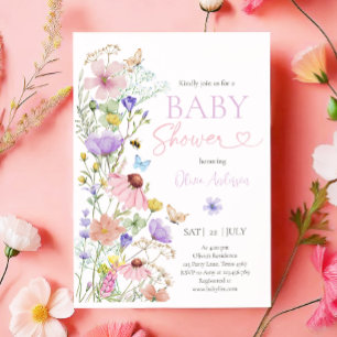 Baby in Bloom Wildflower Butterflies Baby shower Kaart