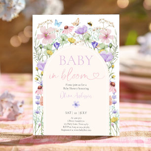 Baby in Bloom Wildflower Butterflies Baby shower Kaart