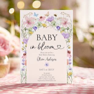 Baby in Bloom Wildflower Butterflies Baby shower Kaart