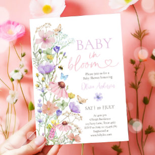 Baby in Bloom Wildflower Butterflies Baby shower Kaart