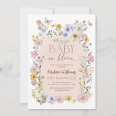 Baby In Bloom Wildflower Butterfly Baby Shower Kaart (Voorkant)