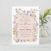 Baby In Bloom Wildflower Butterfly Baby Shower Kaart (Staand voorkant)