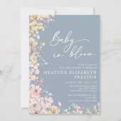 Baby in Bloom Wildflower Dusty Blue Baby shower Kaart (Voorkant)