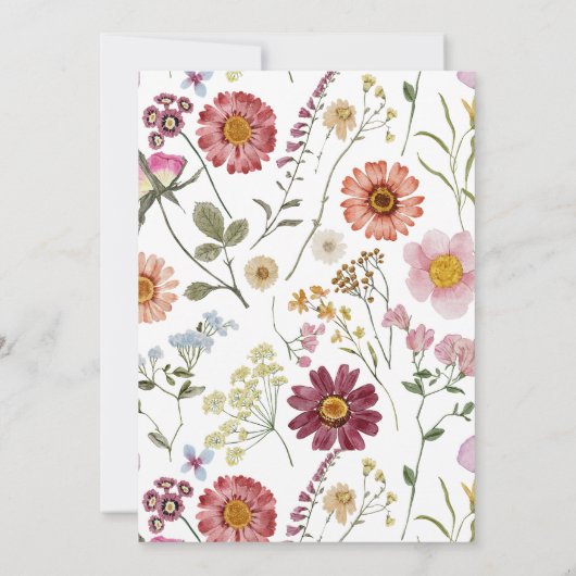 Baby in Bloom Wildflower Dusty Roos Baby shower Kaart (Achterkant)