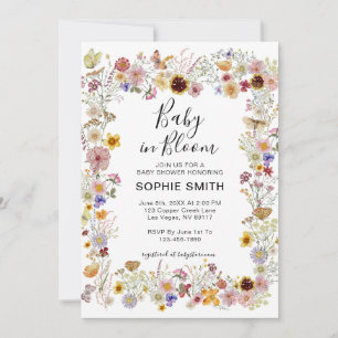 Baby in Bloom Wildflower Dusty Roos Baby shower Kaart