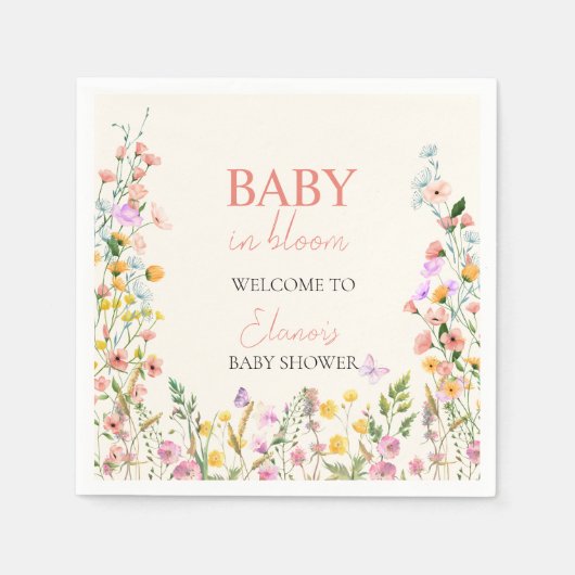 Baby in Bloom Wildflower Elegant Baby shower Servet (Voorkant)
