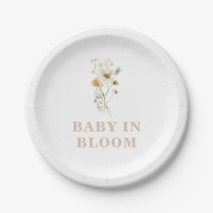 Baby in Bloom Wildflower Elegant boho Baby shower Papieren Bordje