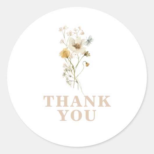 Baby in Bloom Wildflower Elegant boho Baby shower Ronde Sticker (Voorkant)