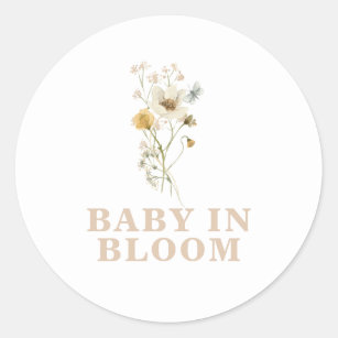 Baby in Bloom Wildflower Elegant boho Baby shower Ronde Sticker