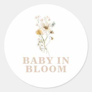 Baby in Bloom Wildflower Elegant boho Baby shower Ronde Sticker