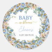 Baby in Bloom Wildflower Elegant Boy Baby shower Ronde Sticker (Voorkant)