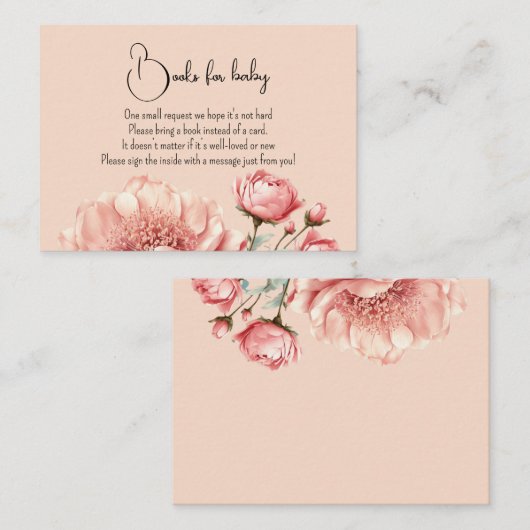 Baby in Bloom WildFlower Elegant Roze Baby shower Informatiekaartje (Voorkant / Achterkant)
