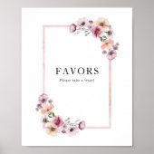 Baby in Bloom Wildflower Favors Sign – Dusty Pink Poster (Voorkant)