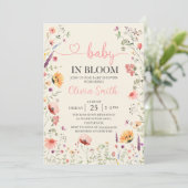 Baby in Bloom Wildflower Floral Baby shower Kaart (Staand voorkant)