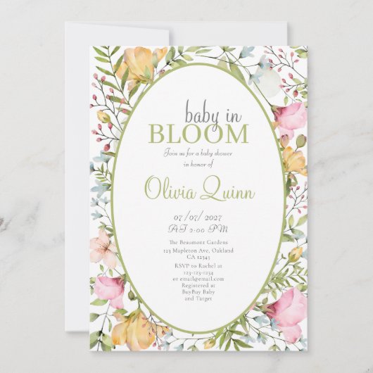 Baby in Bloom Wildflower Floral Baby shower Kaart (Voorkant)