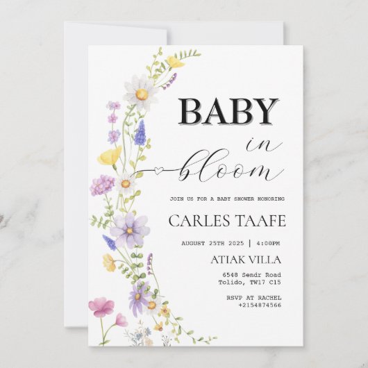 Baby in Bloom Wildflower Floral Baby shower Kaart (Voorkant)