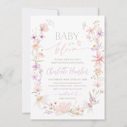 Baby in Bloom Wildflower Floral Baby shower Kaart (Voorkant)