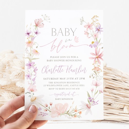 Baby in Bloom Wildflower Floral Baby shower Kaart