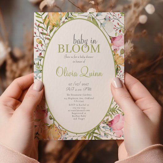 Baby in Bloom Wildflower Floral Baby shower Kaart