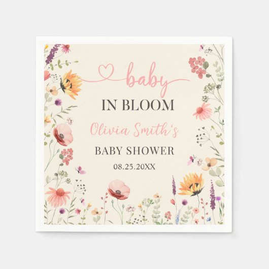 Baby in Bloom Wildflower Floral Baby shower Servet (Voorkant)