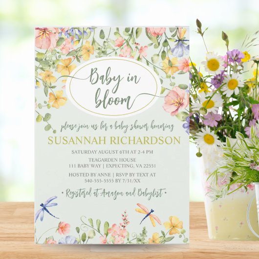 Baby in Bloom Wildflower Garden Baby shower Kaart
