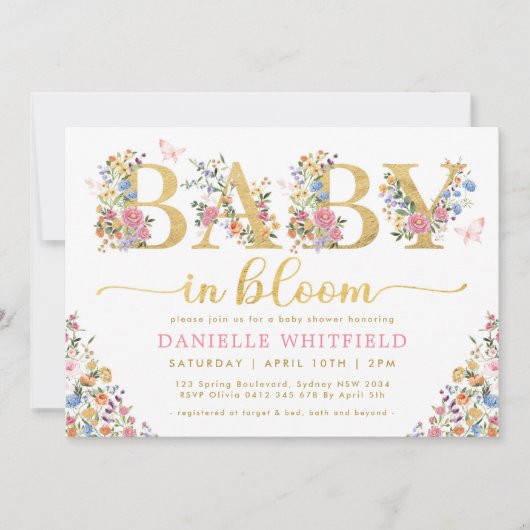 Baby in Bloom  Wildflower Garden Shower Kaart (Voorkant)