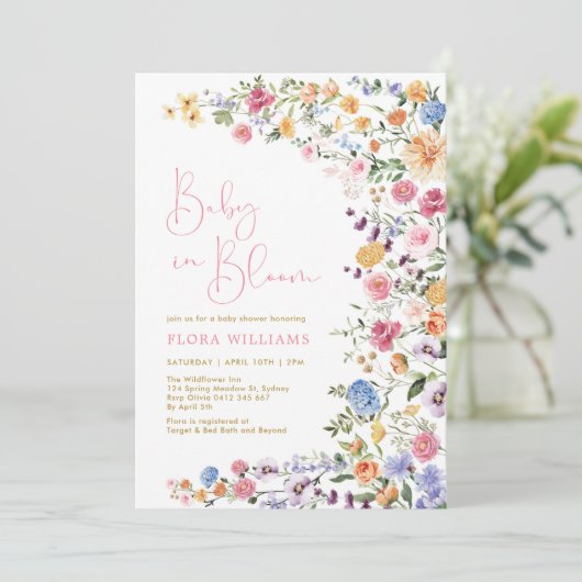 Baby in Bloom Wildflower Girl Baby shower Kaart (Staand voorkant)