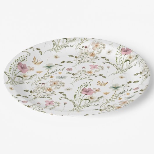 Baby in Bloom Wildflower Girl Baby shower Papieren Bordje (Gekanteld)