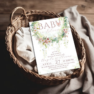Baby in Bloom Wildflower Groen Baby Meisje Douche Kaart