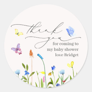  Baby in Bloom Wildflower Hartelijk dank Ronde Sticker