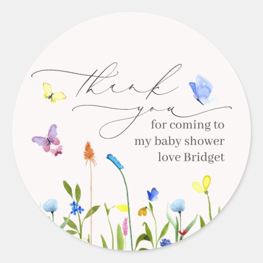 Baby in Bloom Wildflower Hartelijk dank Ronde Sticker (Voorkant)