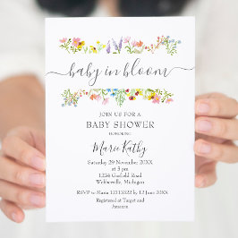 Baby in Bloom Wildflower Invitation Kaart