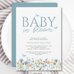 Baby in Bloom Wildflower Jongens Baby Shower  Kaart