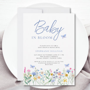 Baby in Bloom Wildflower Jongens Baby Shower Kaart