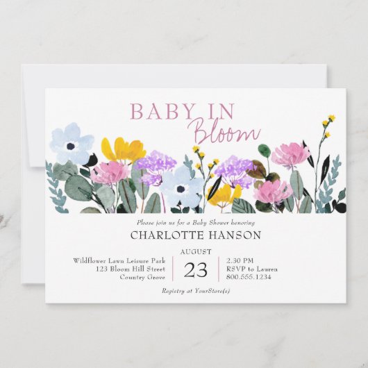 Baby in Bloom Wildflower Lawn Baby shower Kaart (Voorkant)