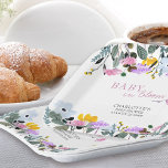 Baby in Bloom Wildflower Lawn Floral Papieren Bordje<br><div class="desc">Baby in Bloom Wildflower baby shower papier borden om zich te personaliseren. In het ontwerp zijn de bloemranden van wilde bloemen in roze lila geel en blauw afgebeeld. Als u van passende producten zou willen, te doorbladeren gelieve mijn collectie van het Luitje Wildflower of me te berichten om de ontwerpsjablonen...</div>