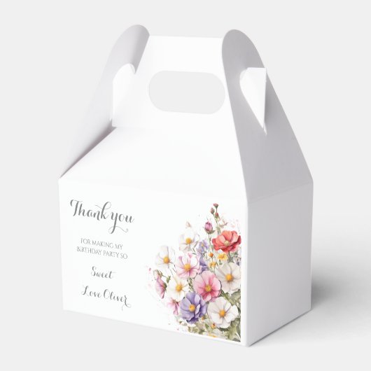 Baby in Bloom WildFlower Lila Baby shower Bedankdoosjes (Achterkant)