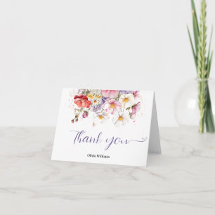 Baby in Bloom WildFlower Lila Baby shower Bedankkaart
