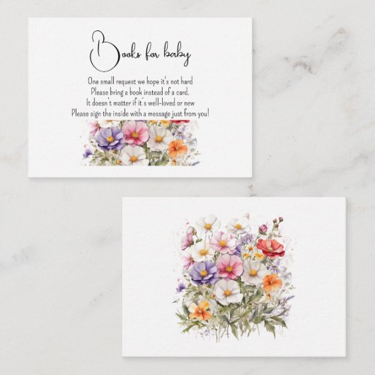 Baby in Bloom WildFlower Lila Baby shower Informatiekaartje (Voorkant / Achterkant)