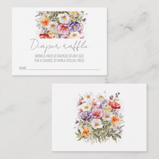 Baby in Bloom WildFlower Lila Baby shower Informatiekaartje (Voorkant / Achterkant)