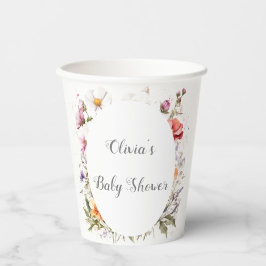 Baby in Bloom WildFlower Lila Baby shower Papieren Bekers (Voorkant)