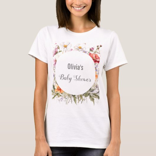 Baby in Bloom WildFlower Lila Baby shower T-shirt (Voorkant)