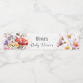 Baby in Bloom WildFlower Lila Baby shower Waterfles Etiket (Enkel label)