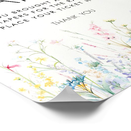 Baby in Bloom Wildflower Luier Raffle Sign Poster (Hoek)