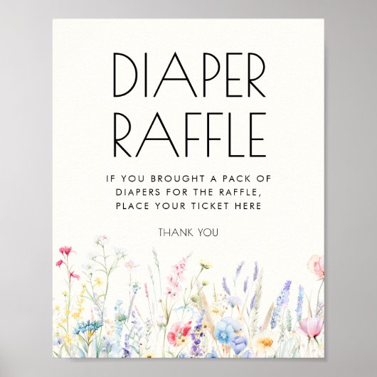 Baby in Bloom Wildflower Luier Raffle Sign Poster (Voorkant)