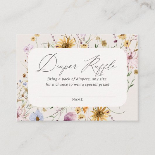Baby in Bloom Wildflower Luier Raffle Ticket Informatiekaartje (Voorkant)